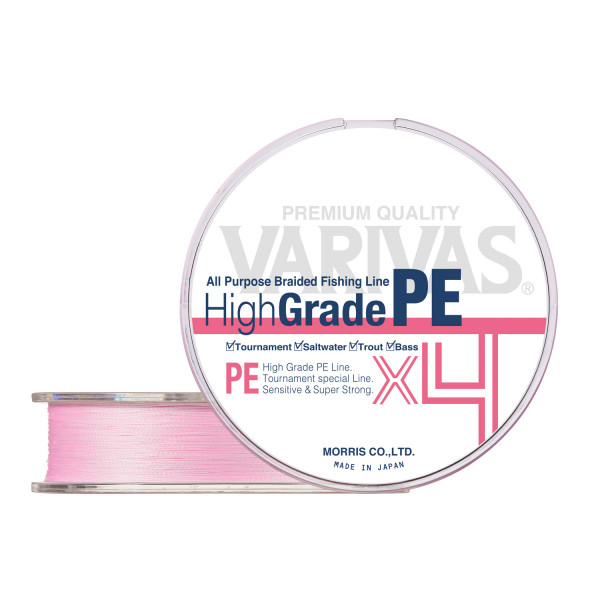  HIGH GRADE PE X4/VARIVAS4 PE/BASS PE(4-braid, all-round universal)  - VARIVAS High Grade PE X4 Milky Pink,150M, #0.6 (0.128mm), max 10Lb  braided line