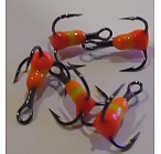 Treble Epo Hooks with drop (VANFOOK) #14 (orange/yellow/red) (5pcs) trijžubura āķi