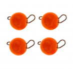 Iepakojums 5g tungsten ball x 4, fluo orange, ar svara marķējumu, volframa džiggalvas-"ausainīši"