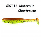 KEITECH Easy Shiner 4" #CT14 Motoroil Chartreuse (7 pcs) silikona mānekļi