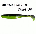 KEITECH Easy Shiner 5" #LT69 Black X Chart UV (5 gab.) silikona mānekļi