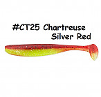 KEITECH Easy Shiner 3.5" #CT25 Chartreuse Silver Red (7 gab.) silikona mānekļi