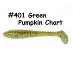 KEITECH Swing Impact Fat 3.8" #401 Green Pumpkin/ Chartreuse (6 gab.) silikona mānekļi