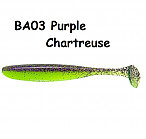 KEITECH Easy Shiner 4" #BA03 Purple Chartreuse (7 pcs) silikona mānekļi